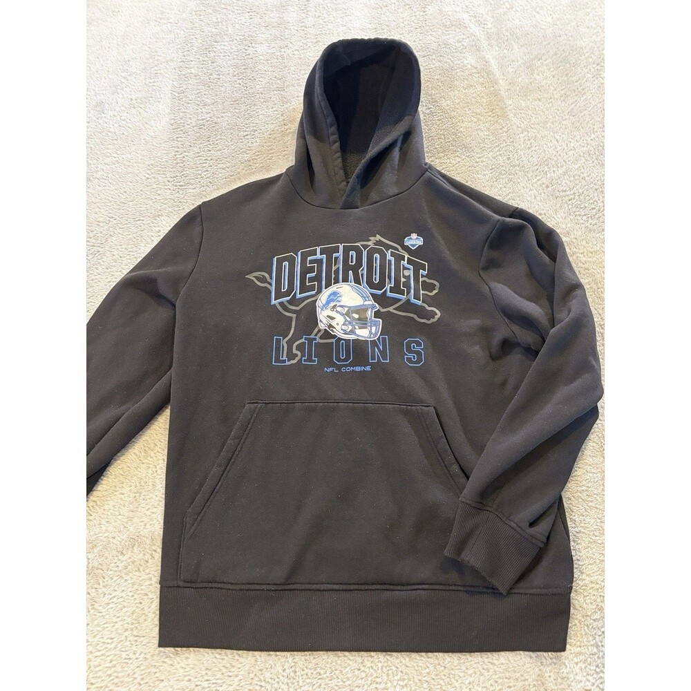Detroit Lions SWEATSHIRT Hoodie BLACK Combine Training NFL Team Apparel Mens XL